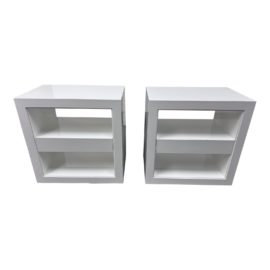 Serena & Lily Atelier White Lacquer Nightstands, Pair. Original Price: $1,900