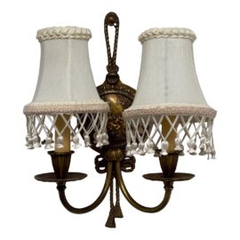 Antique Cupid Stamped Brass Sconce