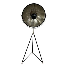 Fortuny Studio 76 Tripod Floor Lamp, Black With Silver Leaf. Original Price: $7,475