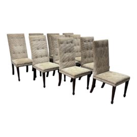 National Upholstery Custom Design Tufted Dining Room Side Chairs, Set of Ten