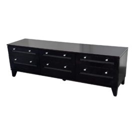 Dinec Birch Wood Black Low Boy Six Drawer Dresser