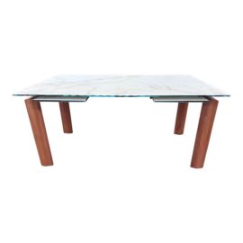 Italia Design Tempered Glass Marble Like Extension Dining Table. Original Price: $4,900