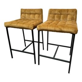 CB2 Gabe Tufted Low-Back Counter Stools, Pair. Original Price: $860