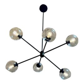 West Elm Staggered Glass Six Light Chandelier. Original Price: $400