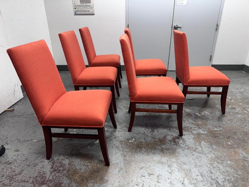 Stickley Furniture Flame Orange Dining Room Chairs, Set of Six