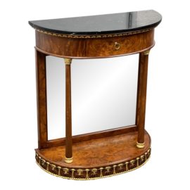 Francesco Molon Marble Top Demi-Lune Entry Table
