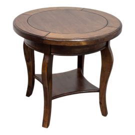 Round Mahogany Side Table With Shelf & French Legs