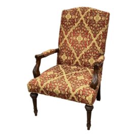 Parker Southern Mediterranean Throne Chair in Firebush Salsa Upholstery