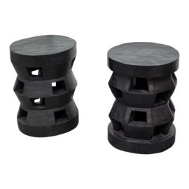 Hand Crafted African Wood Stools, a Pair. Original Price: $3,000