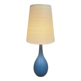 Vintage Robins Blue Ceramic Bottle Neck Table Lamp
