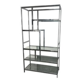 Vintage Milo Baughman Chrome & Glass Etagere