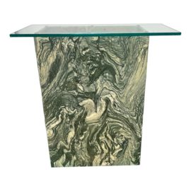 Green Marble Base + Tempered Glass Surface Side Table