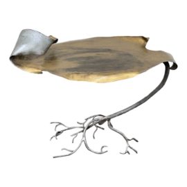 Custom Design Burnished Brass Leaf & Vine Side Table. Original Price: $1,750