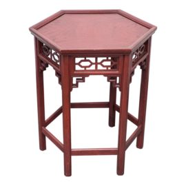 Vintage Mid Century Fret Work Hexagonal Side Table