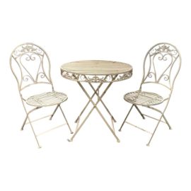 Vigor Tools White Wrought Iron Bistro Chairs + Table, Set