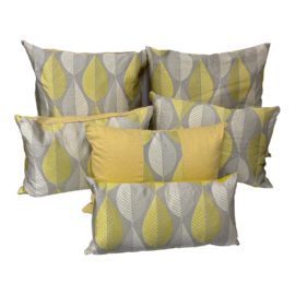 Loose Leaf Citron Throw Pillows, Set of Six