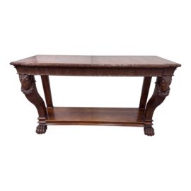Early 20th Century Custom Design Carved Ram's Head Console