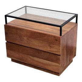 Cb2 Lawson 2-Drawer Wood Nightstand With Glass Top. Original Price: $550