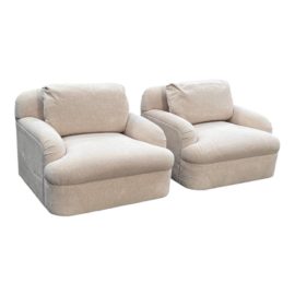 Gary Hutton Designs Custom Design Swivel Lounge Chairs, a Pair