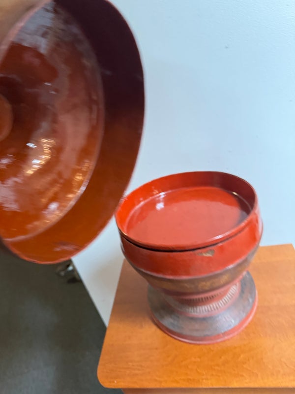 Antique Burmese Red Lacquer Painted Hsun-Ok - Design Plus