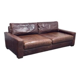 Restoration Hardware Maxwell Cocoa Luxe Berkshire Leather Sofa. Original Price: $8,900