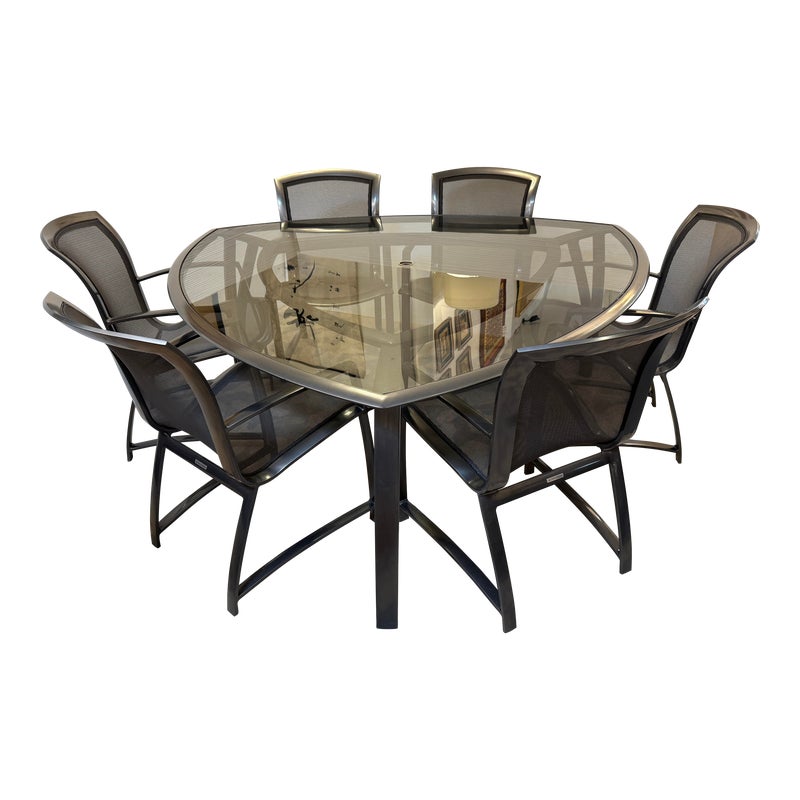 Brown Jordan Outdoor Dining Table + Six Chairs, Set. Original Price