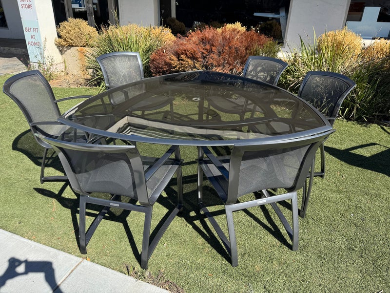 Brown Jordan Outdoor Dining Table + Six Chairs, Set. Original Price