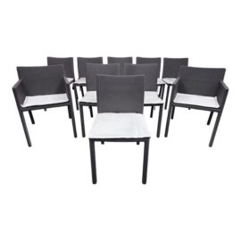 Janus Et Cie Silky Gray Vitali Outdoor Dining Chairs, Set of Ten. Original Price: $15,000