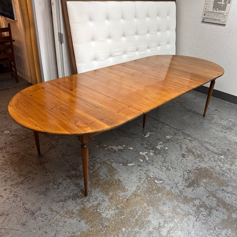 Vintage French Provencal Barrel Leg Cherry Wood Extension Dining Table