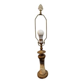 Mid 20th Century Modern Onyx + Brass Table Lamp