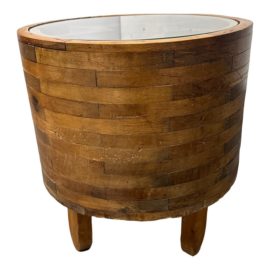 Antique 1800s Wooden Wheel Converted Wagon Wheel + Glass