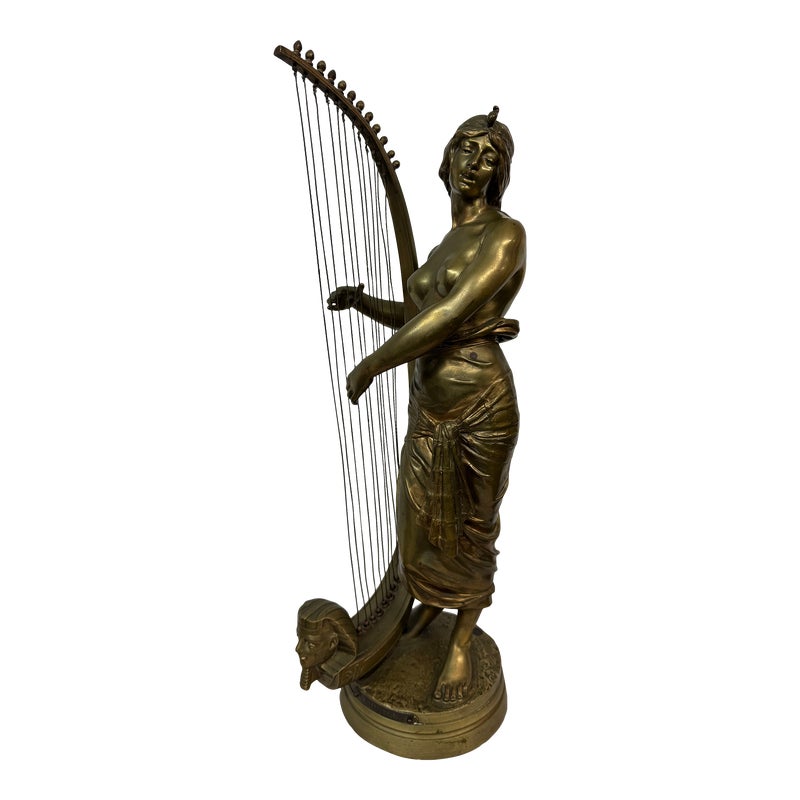 Charles Coudray Tahoser, the Egyptian Harp Player Sculpture