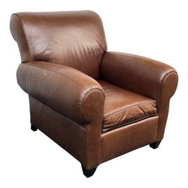 Pottery Barn Manhattan Roll Arm Leather Chair. Original Price: $1,900