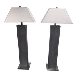 Restoration Hardware Delano Shagreen Floor Lamps, a Pair. Original Price: $2,630