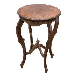 Victorian French Side Table + Inlaid Carved Border