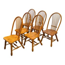 Set of Six Birch Lane Makira Oak Dining Chairs Original Price: $4,494