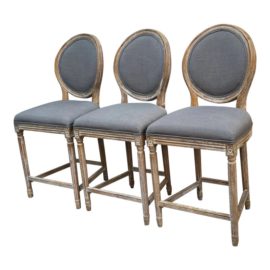 Cost Plus Paige Round Back Upholstered Counter Stools, Set of Three. Original Price: $1,200
