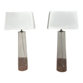 Restoration Hardware Glass Base Table Lamps, a Pair