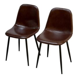 Contemporary Faux Leather Chairs, a Pair