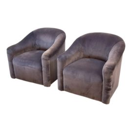 A. Rudin No. 419 Velvet Barrelback Swivel Chairs, a Pair. Original Price: $8,180