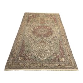 6ft 8in X 10ft 2in 6ft Gördes Turkish Hand Woven Cotton + Wool Area Rug