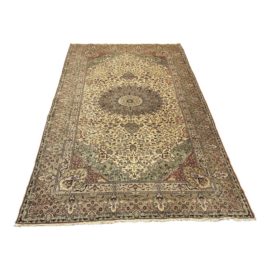 6ft 6in X 9ft 8in Gördes Turkish Hand Woven Cotton + Wool Area Rug