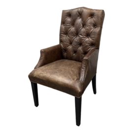 Restoration Hardware Bennett Parson Cocoa Leather Dining Armchair