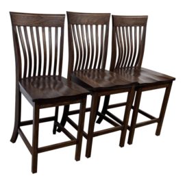 Amish Furniture Christy Shaker Elm Counter Stools, a Set of Three. Original Price: $1,407