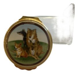 Halcyon Days Enamel “Working Dogs” Trinket Box. Original Price: $365