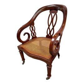 Baker Furniture Milling Road Caned Armchair + Custom Cushions. Original Price: $2,500
