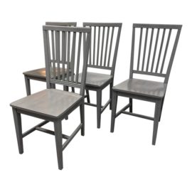 Crate & Barrel Village Gray Wood Dining Chairs, Set of Four. Original Price: $800