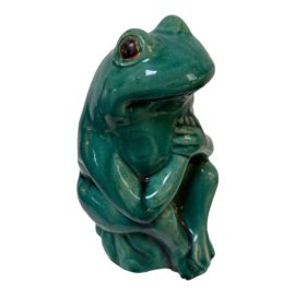 Vintage Green Finish Ceramic Frog Fountain Spout