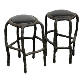 Martin Baas Plain Clay Counter Stools, a Pair. Original Price: $11,000