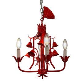 Circa 1960's Chinoiserie Lacquered Red Pagoda Pendant. Original Price: $800